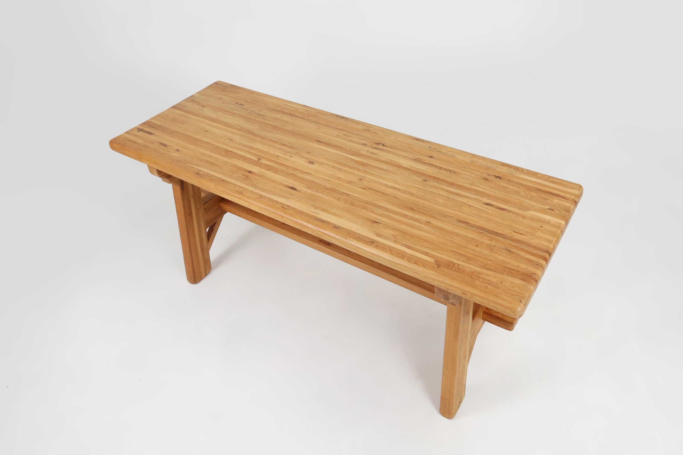 Mid-century brutalist dining table in solid oak, France ca. 1960thumbnail